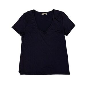 Mudo Collection‎ T Shirt Medium Black V Neck Short Sleeve Casual Basic